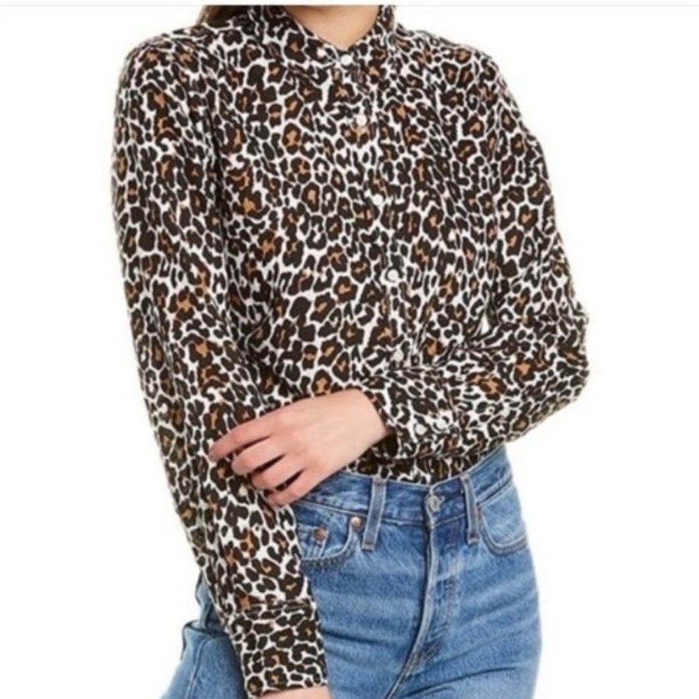 J.Crew button up leopard print long sleeve shirt
